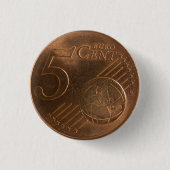 Euro 5 cent Geld Munt Ronde Button 3,2 Cm (Voorkant)