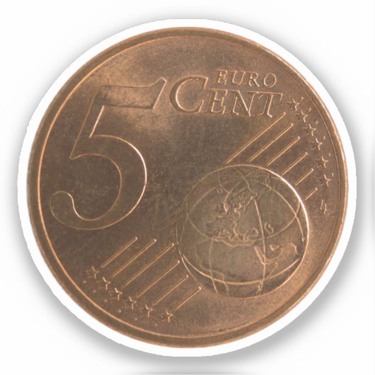 Euro 5 cent Geld Munt Sticker (Voorkant)