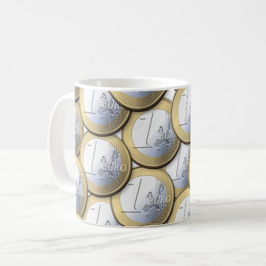 Euro Coins mok - kies stijl en kleur (Voorkant links)