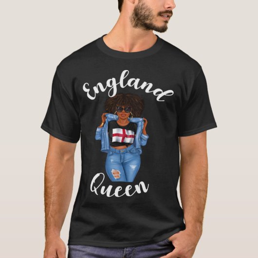 Euro Football Engeland Queen Zwart Meisje Vrouwen  T-shirt (Voorkant)
