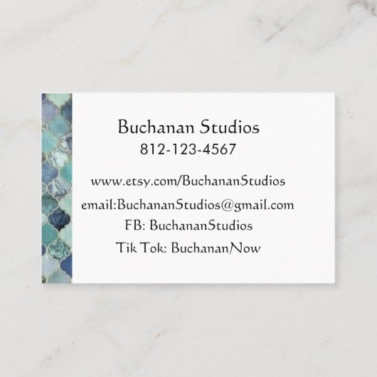 Euro Large Personalize Text Memorable Blues Visitekaartje (Achterkant)