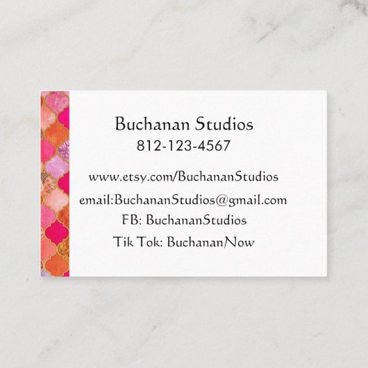 Euro Large Personalize Text Memorable Pinks Visitekaartje (Achterkant)