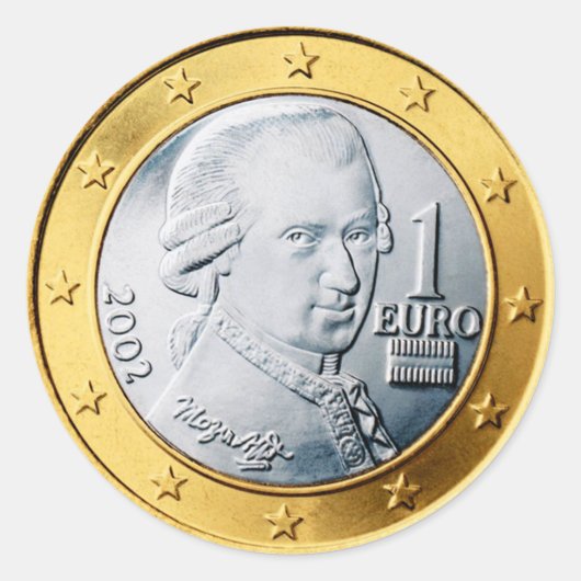 Euro Mozart Munt Classic Ronde Sticker (Voorkant)