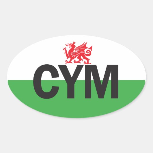 Euro Oval Wales Car Sticker (Voorkant)