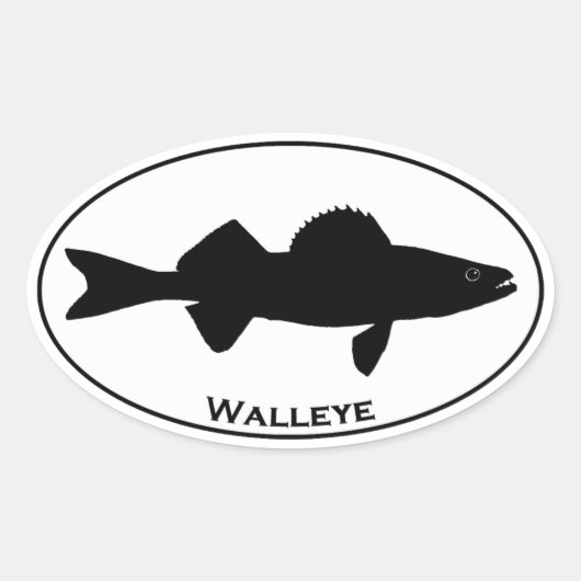Euro Style Oval Walleye Logo Ovale Sticker (Voorkant)