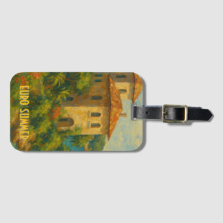 Euro Summer Oil Painting Villa Bagagelabel