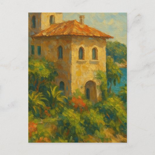 Euro Summer Oil Painting Villa Briefkaart (Voorkant)