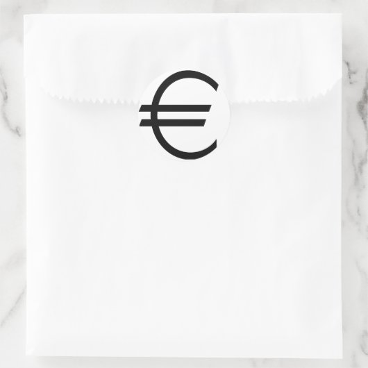 Euro-teken Ronde Sticker (Tas)
