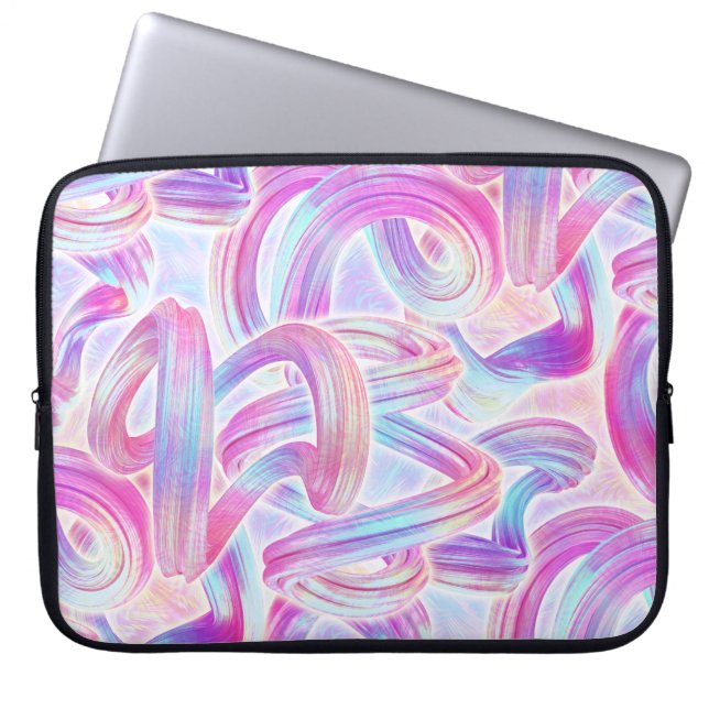 eurobeat holorave - roze en blauw: laptop sleeve (Voorkant)