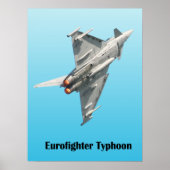 Eurofighter Typhoon op blauwe achtergrond Poster (Voorkant)