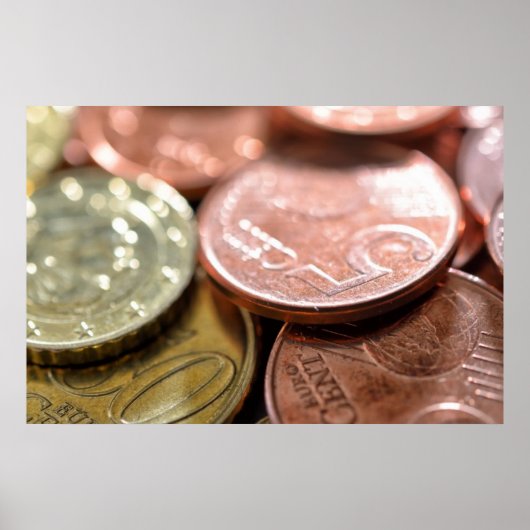 Euromunten onder zonlicht poster (Voorkant)