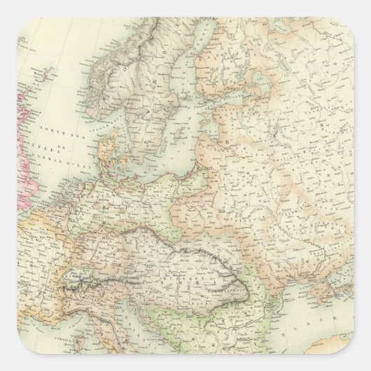 Europa 14 vierkante sticker (Voorkant)