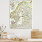 "Europa: 1954 Noord-Europa - gedetailleerd MAP ... Poster (Keuken)