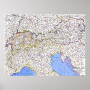 "Europa: 1965/heute - Karte der Alpenländer ... Poster