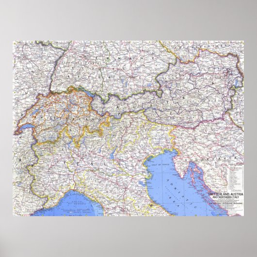 "Europa: 1965/heute - Karte der Alpenländer ... Poster (Voorkant)