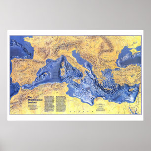 "Europa: 1982 de mediterrane SEAFLOOR kaart… Poster