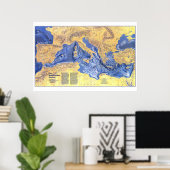 "Europa: 1982/heute - Mittelmeerboden Karte Poster (Thuiskantoor)