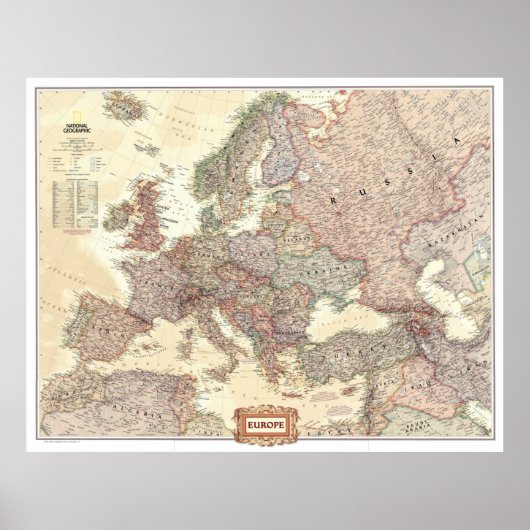 "Europa: 2008/heute - Details lierte Landkarte Poster (Voorkant)