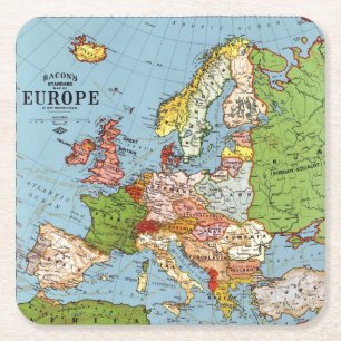 Europa 20e eeuw Algemene kaart Lithografie Kartonnen Onderzetters