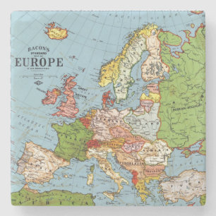 Europa 20e eeuw Algemene kaart Lithografie Stenen Onderzetter
