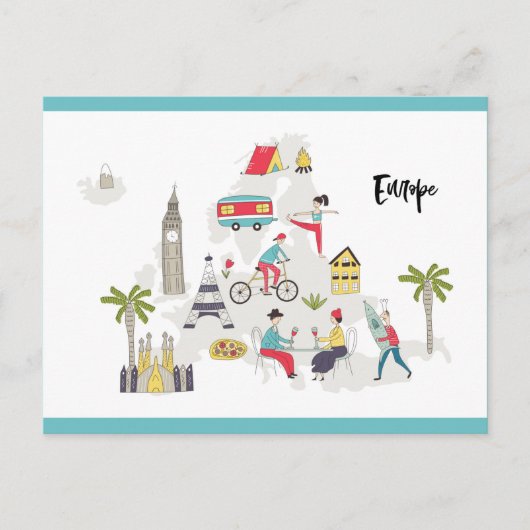 Europa - Activiteitenkaart Briefkaart (Voorkant)