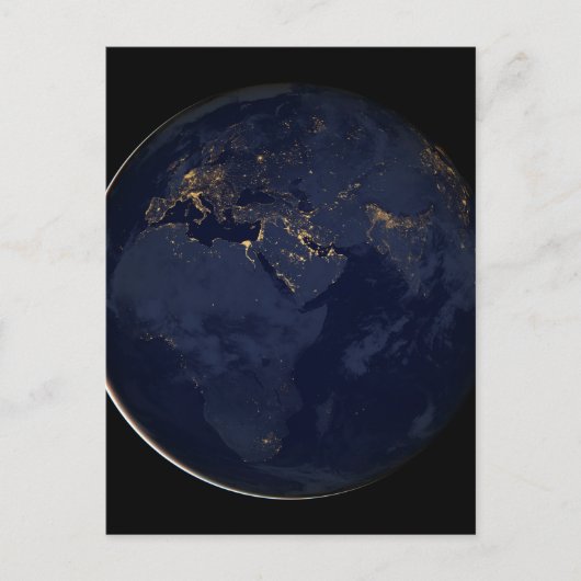 Europa, Afrika & Midden-Oosten stadslichten 's nac Briefkaart (Voorkant)