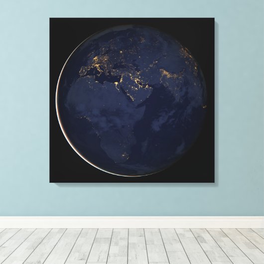 Europa, Afrika & Midden-Oosten stadslichten 's nac Canvas Afdruk (Insitu (Houten vloer))