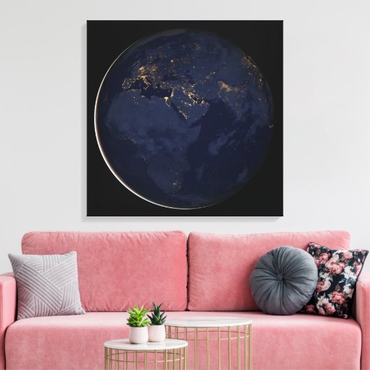 Europa, Afrika & Midden-Oosten stadslichten 's nac Canvas Afdruk (Insitu (Woonkamer))