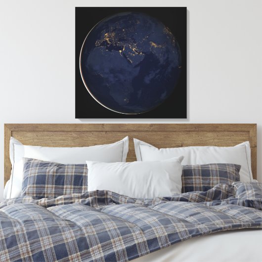Europa, Afrika & Midden-Oosten stadslichten 's nac Canvas Afdruk (Insitu (Slaapkamer))
