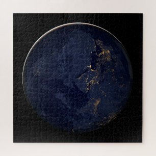 Europa, Afrika & Midden-Oosten stadslichten 's nac Legpuzzel