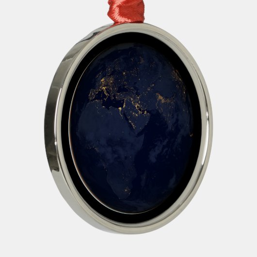 Europa, Afrika & Midden-Oosten stadslichten 's nac Metalen Ornament (Rechts)