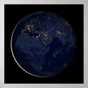 Europa, Afrika & Midden-Oosten stadslichten 's nac Poster