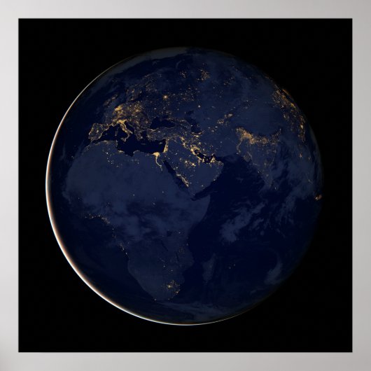 Europa, Afrika & Midden-Oosten stadslichten 's nac Poster (Voorkant)