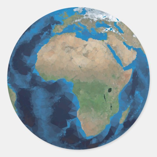 Europa Afrika Weltkugel Polygon Aufkleber Ronde Sticker (Voorkant)