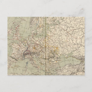 Europa Atlas-kaart met spoorwegen Briefkaart