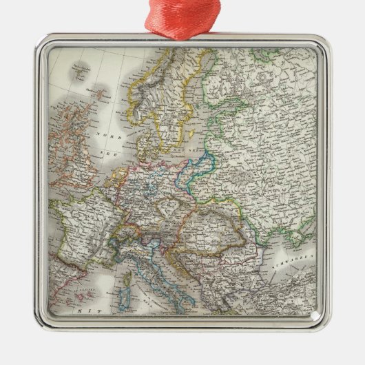 Europa Atlas Map Metalen Ornament (Voorkant)