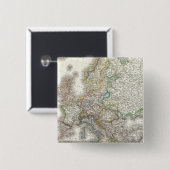 Europa Atlas Map Vierkante Button 5,1 Cm (Voorkant /achterkant)