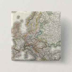 Europa Atlas Map Vierkante Button 5,1 Cm