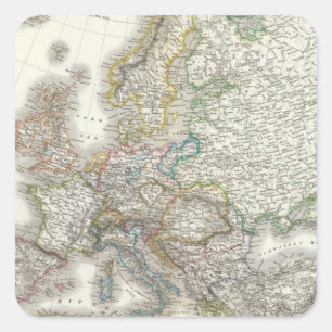 Europa Atlas Map Vierkante Sticker