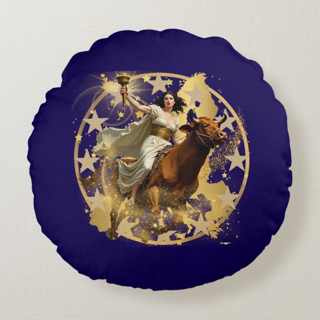 Europa Aurora Rond Kussen (Voorkant)