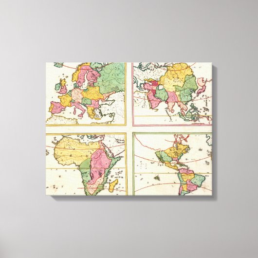 Europa, Azië, Afrika, Amerika Canvas Afdruk (Voorkant)