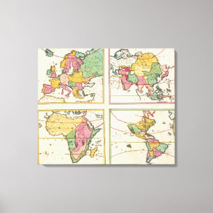 Europa, Azië, Afrika, Amerika Canvas Afdruk