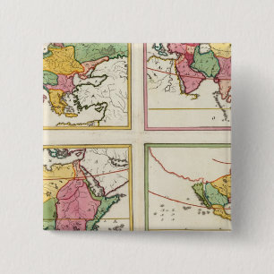 Europa, Azië, Afrika, Amerika Vierkante Button 5,1 Cm