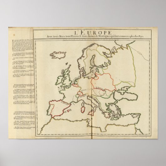 Europa, bergen en rivieren poster (Voorkant)