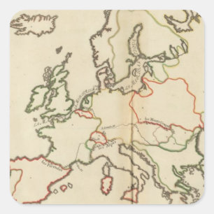 Europa, bergen en rivieren vierkante sticker