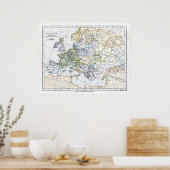 Europa bij de dood van Charles de Grote: 814 AD Poster (Keuken)