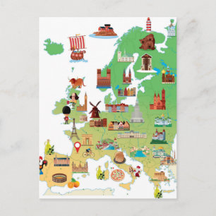 Europa - Cartoon Map Briefkaart