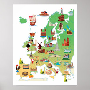 Europa - Cartoon Map Poster