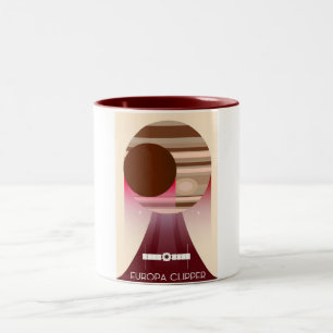 Europa Clipper Space Art Tweekleurige Koffiemok