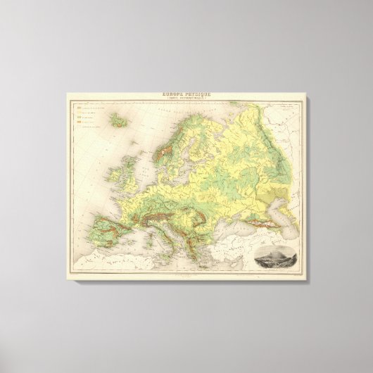 Europa contourkaart canvas afdruk (Voorkant)